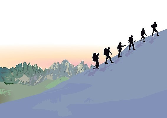 EPS 해외이미지 커플 여행 일러스트 자연 산 사람 풍경 여름 소풍 등산 트래킹 하이킹 장비 정상 알프스 해외202004 해외일러스트 계절 유럽 관계 레저 야외활동 생태계 파일형식 벡터 이미지허브