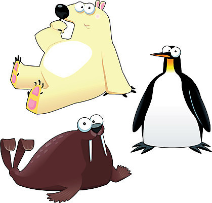 EPS 해외이미지 동물 캐릭터 겨울 일러스트 곰 흰색 표현 물개 만화 북극 펭귄 봉 고립 마스코트 해외202004 해외일러스트 일러캐릭터 계절 컬러 포유류 조류 바다동물 극지방 파일형식 벡터 이미지허브