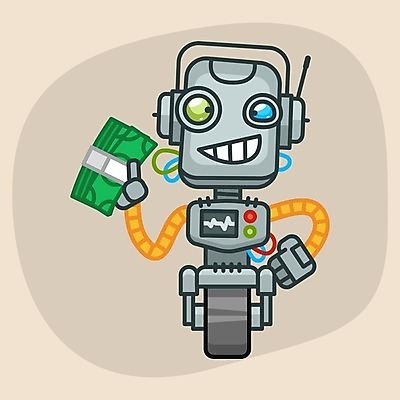 EPS 해외이미지 캐릭터 디자인 행복 과학 지폐 돈 일러스트 미술 그래픽 전자제품 기계 바퀴 재산 만화 철 가득함 로봇 클립 철사 마스코트 인공 지능 해외202004 해외일러스트 일러캐릭터 감정 문화예술 금융 파일형식 벡터 이미지허브