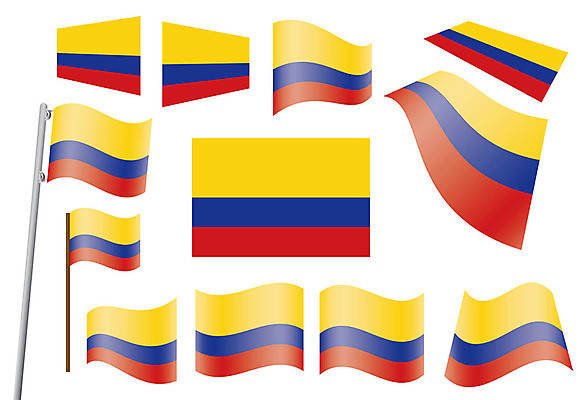 EPS 해외이미지 배너 일러스트 목재 빨간색 파란색 세트 노란색 금속 깃발 남아메리카 콜롬비아 수집 심볼 사인 깃대 고립 표준 정확 해외202004 해외일러스트 나무 컬러 컨셉 재료 재질 아메리카 파일형식 벡터 이미지허브