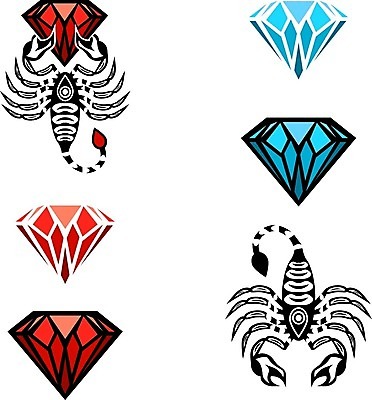 EPS 해외이미지 모양 동물 디자인 실루엣 곤충 일러스트 비즈니스 추상 빨간색 파란색 고급 크리스탈 보석 전갈 문신 심볼 사인 다이아몬드 전갈자리 해외202004 해외일러스트 컬러 컨셉 무늬 절지류 촬영기법 별자리 광석 파일형식 벡터 이미지허브
