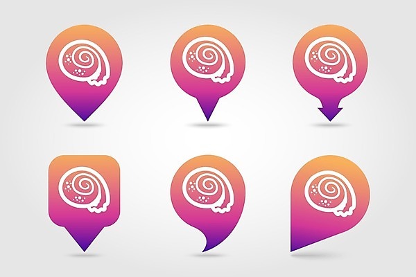 EPS 해외이미지 화살표 말풍선 일러스트 사람없음 세트 보라색 조개껍데기 위치 그라데이션 해외202004 해외일러스트 컬러 조개 파일형식 벡터 이미지허브
