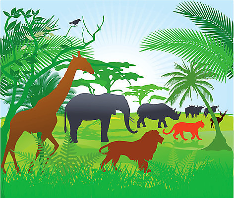 EPS 해외이미지 나무 야생동물 일러스트 아프리카 자연 코끼리 손바닥 풍경 초록색 환경 숲 사자 기린 사파리 육식동물 코뿔소 치타 표범 동물상 생태학 파라다이스 해외202004 해외일러스트 식물 동물 손 교육 나라 컬러 포유류 조형물 생태계 파일형식 벡터 이미지허브