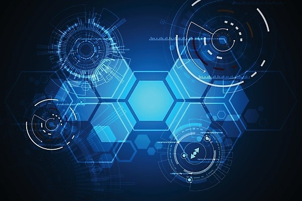 EPS 해외이미지 디자인 컨셉 일러스트 추상 미래 사람없음 그래픽 파란색 디지털 육각형 해외202004 해외일러스트 도형 컬러 무늬 파일형식 벡터 이미지허브