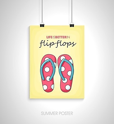 EPS 해외이미지 디자인 포스터 일러스트 매달리기 타이포그라피 글자캘리그라피 사람없음 노란색 쪼리 서류집게 해외202004 해외일러스트 문자 컬러 캘리그라피 모션 집게 샌들 파일형식 벡터 이미지허브