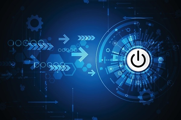 EPS 해외이미지 디자인 컨셉 일러스트 추상 미래 사람없음 그래픽 파란색 디지털 전원버튼 전원스위치 해외202004 해외일러스트 컬러 무늬 버튼 전원_전기 파일형식 벡터 이미지허브