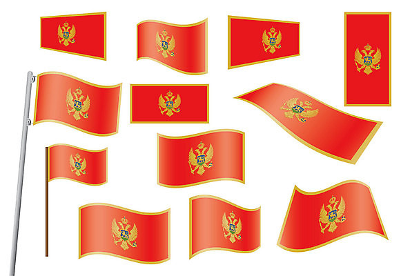 EPS 해외이미지 배너 유럽 일러스트 목재 빨간색 세트 금속 깃발 황금 수집 심볼 사인 독수리 깃대 고립 몬테네그로 표준 정확 해외202004 해외일러스트 나무 나라 컬러 컨셉 재료 재질 조류 파일형식 벡터 이미지허브