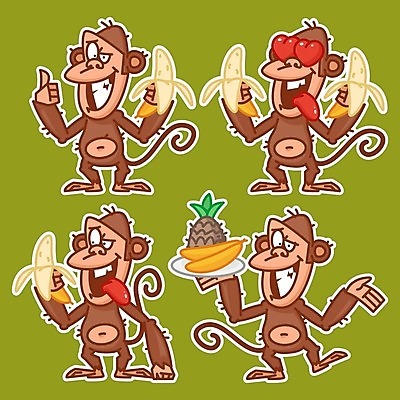 EPS 해외이미지 동물 캐릭터 행복 얼굴 야생동물 음식 스티커 과일 일러스트 장난 포유류 모션 쟁반 바나나 동물원 미술 미소 반려동물 갈색 노란색 기쁨 원숭이 인사 유머 먹기 사파리 그림 코믹 보여주기 유인원 침팬지 해외202004 해외일러스트 일러캐릭터 감정 컬러 문화예술 표정 신체부위 예절 파일형식 벡터 이미지허브