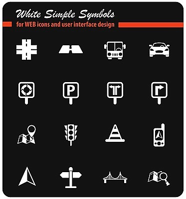 EPS 해외이미지 도로 지도 일러스트 자동차 버스 흰색 반지 주차 교차로 심볼 검색 확대경 인덱스 원뿔 충고 항해사 해외202004 해외일러스트 도형 직업 길 육상교통 컬러 장신구 교통시설 대중교통 파일형식 벡터 이미지허브