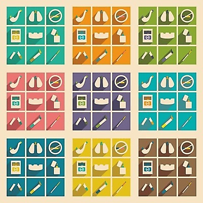 EPS 해외이미지 일러스트 흡연 담배 사람없음 세트 컬러풀 손상 금지 허파 심플 금연 재떨이 라이터 담뱃대 담배갑 해외202004 해외일러스트 캠페인 컬러 컨셉 호흡기관 사회이슈 파일형식 벡터 이미지허브