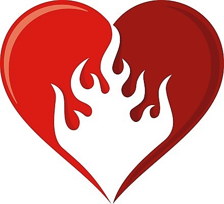 EPS 해외이미지 디자인 일러스트 불 불꽃 사랑 빨간색 하트 뜨거움 심볼 해외202004 해외일러스트 자연요소 모양 감정 컬러 파일형식 벡터 이미지허브