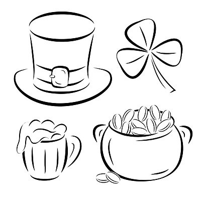 EPS 해외이미지 식물 전통 디자인 음료 잎 패턴 일러스트 유리 휴가 맥주 동전 축하 행운 클로버 토끼풀 냄비 심볼 아일랜드 고립 해외202004 해외일러스트 유럽 컨셉 돈 무늬 재질 주류 솥 파일형식 벡터 이미지허브