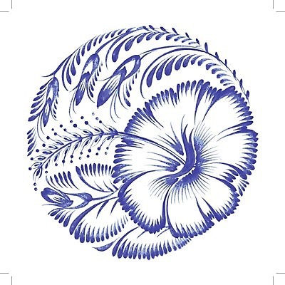 EPS 해외이미지 디자인 꽃 백그라운드 잎 일러스트 수채화 미술 사람없음 파란색 원형 히비스커스 해외202004 해외일러스트 도형 식물 컬러 문화예술 파일형식 벡터 이미지허브