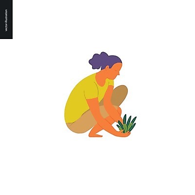 EPS 해외이미지 식물 캐릭터 여자 꽃 행복 장갑 잎 채소 일러스트 맨발 노동자 사람 성인 농장 새싹 흙 농부 에코 뒤뜰 밭일 심기 원예사 해외202004 해외일러스트 일러캐릭터 직업 잡화 감정 농업 모션 발 환경 파일형식 벡터 이미지허브