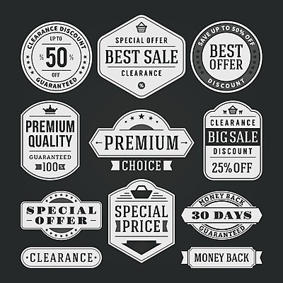 EPS 해외이미지 스티커 일러스트 사람없음 세트 라벨 검은색 흰색 빈티지 해외202004 해외일러스트 컬러 컨셉 프레임 파일형식 벡터 이미지허브