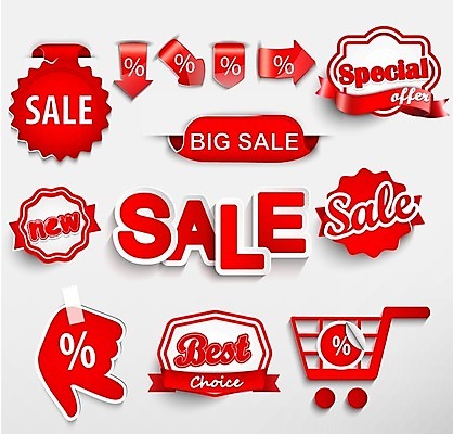 EPS 해외이미지 스티커 일러스트 사람없음 빨간색 세트 라벨 세일 해외202004 해외일러스트 컬러 프레임 파일형식 벡터 이미지허브