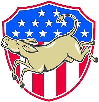 EPS 해외이미지 동물 일러스트 그래픽 점프 깃발 성조기 만화 민주주의 복고 방패 당나귀 마스코트 해외202004 해외일러스트 모션 말_동물 국기 파일형식 벡터 이미지허브