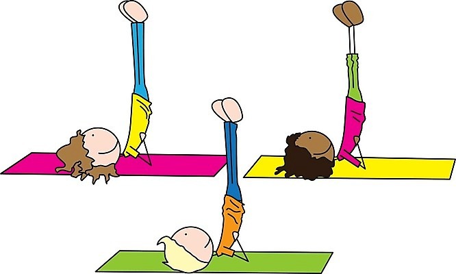 EPS 해외이미지 행복 어린이 스포츠 일러스트 요가 소녀 소년 운동 매트 그룹 만화 해외202004 해외일러스트 웰빙 여자 남자 감정 건강 사람 파일형식 벡터 이미지허브