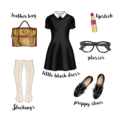 JPG 해외이미지 원피스 패션 안경 구두 일러스트 사람없음 립스틱 스타킹 가죽가방 엘리먼트 해외일러스트 잡화 옷 신발 가방 화장품 파일형식 이미지허브