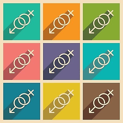 EPS 해외이미지 일러스트 사람없음 세트 컬러풀 심플 겹침 성별 남자기호 성별기호 여자기호 해외202004 젠더 해외일러스트 기호 컬러 파일형식 벡터 이미지허브