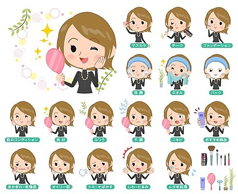 EPS 해외이미지 여자 일러스트 미소 여러명 상반신 성인 화장 뷰티 주름 피부관리 면도 스킨케어 마스크팩 세안제 성인여자만 해외202004 해외일러스트 다수 모션 표정 사람 팩 세안용품 여자만 성인만 파일형식 벡터 이미지허브