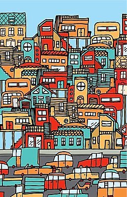 EPS 해외이미지 교통수단 일러스트 교통시설 자동차 주택 컬러풀 도시 만화 사회이슈 질감 천진난만 혼란 해외202004 해외일러스트 육상교통 컬러 교통 컨셉 건물 시설 파일형식 벡터 이미지허브