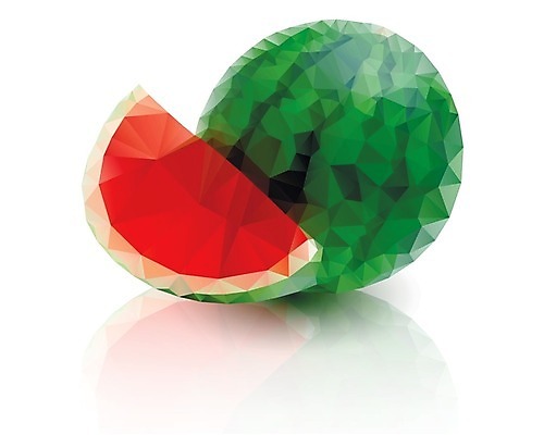 EPS 해외이미지 일러스트 단면 수박 사람없음 빨간색 초록색 폴리곤 해외202004 해외일러스트 컬러 과일 파일형식 벡터 이미지허브