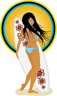 EPS 해외이미지 수영복 꽃 바다 꽃무늬 일러스트 휴가 갈색머리 비키니 서핑보드 서핑 문신 서퍼 해외202004 해외일러스트 식물 헤어스타일 옷 무늬 운동선수 수상스포츠 보드_스포츠 파일형식 벡터 이미지허브