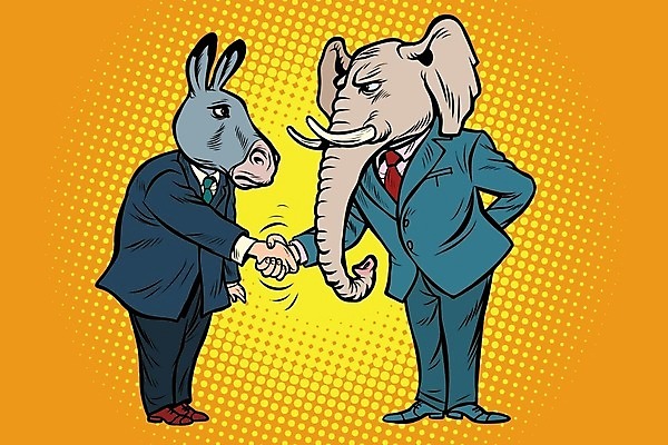 EPS 해외이미지 동물 디자인 캠페인 컨셉 일러스트 회의 협력 코끼리 악수 그래픽 빨간색 파란색 파티 평화 미국 우정 선택 토론 만화 투표 선거 민주주의 심볼 사인 당나귀 애국심 고립 공화국 대통령 마스코트 전국 정부 후보 해외202004 해외일러스트 나라 컬러 북아메리카 비즈니스 포유류 손짓 이벤트 친구 말_동물 파일형식 벡터 이미지허브