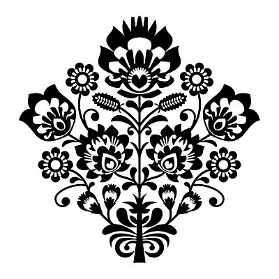 EPS 해외이미지 전통 꽃 패턴 일러스트 흑백 사람없음 화려 폴란드 해외202004 해외일러스트 식물 유럽 컨셉 무늬 촬영기법 파일형식 벡터 이미지허브