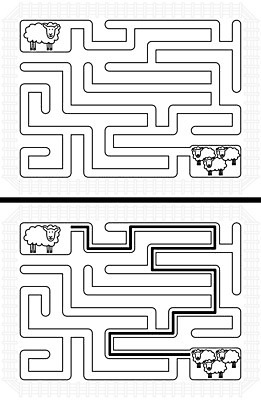 EPS 해외이미지 교육 길 일러스트 울타리 검은색 게임 흰색 양 퍼즐 만화 그림 미로 해결 구성 쉬운 해외202004 해외일러스트 컬러 포유류 놀이 담장 파일형식 벡터 이미지허브
