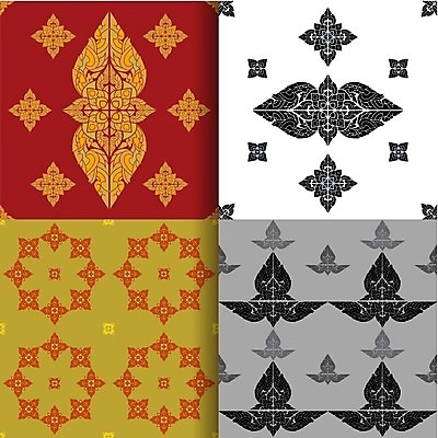 EPS 해외이미지 디자인 꽃 아시아 선 백그라운드 패턴 일러스트 태국 벽지 추상 미술 동양인 그래픽 장식 세트 수확 골동품 사찰 질감 스타일 해외202004 해외일러스트 식물 나라 무늬 농업 종교건축 문화예술 인종 파일형식 벡터 이미지허브