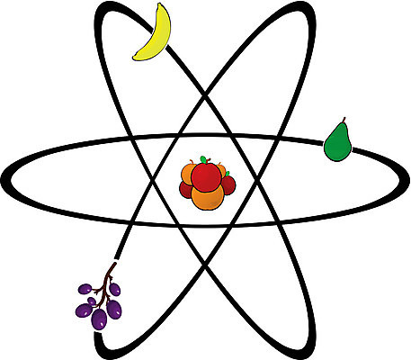 EPS 해외이미지 과학 오렌지 과일 일러스트 포도 바나나 그래픽 힘 사과 전자 원자 물리학 중력 더스트파티클 해외202004 해외일러스트 교육 물리 파일형식 벡터 이미지허브