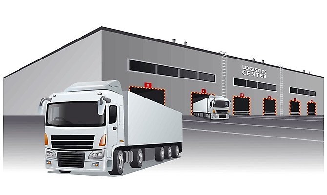 EPS 해외이미지 외관 산업 일러스트 비즈니스 공장 교통시설 자동차 건물 문 화물 센터 입장 창고 시설 대문 상업 수납 짐차 포트 트레일러 물류 분배 해외202004 해외일러스트 건축물 육상교통 교통 공업 운송업 파일형식 벡터 이미지허브