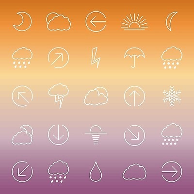 EPS 해외이미지 구름 디자인 계절 선 일러스트 하늘 바람 날씨 여름 세트 태양 맑음 웹 추위 달 뜨거움 눈송이 온도계 야간 번개 방향 심볼 사인 속도 폭풍 온도 뇌우 얇은 엘리먼트 해외202004 해외일러스트 자연요소 인터넷 눈_날씨 파일형식 벡터 이미지허브