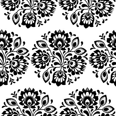 EPS 해외이미지 전통 꽃 패턴 일러스트 흑백 사람없음 화려 폴란드 해외202004 해외일러스트 식물 유럽 컨셉 무늬 촬영기법 파일형식 벡터 이미지허브