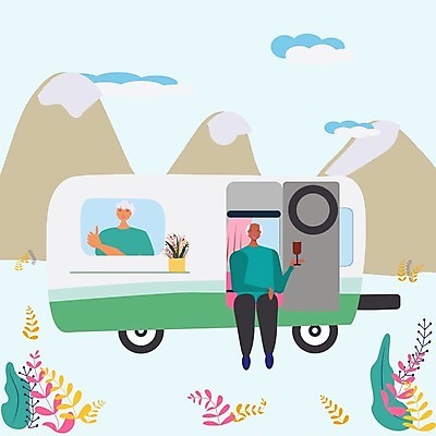 EPS 해외이미지 전신 커플 여자 노년 남자 도로 일러스트 산 상반신 두명 노부부 캠핑 카라반 노인만 해외202004 해외일러스트 부부 길 관계 교통시설 레저 사람 성인 캠핑카 성인만 파일형식 벡터 이미지허브