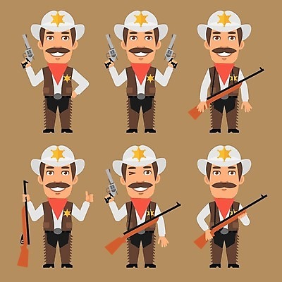 EPS 해외이미지 캐릭터 라이프스타일 디자인 옷 무기 일러스트 미술 사람 그래픽 세트 미국 권총 역사 플랫 카우보이 만화 수집 가득함 오브젝트 클립 마스코트 캐리커처 해외202004 해외일러스트 일러캐릭터 북아메리카 문화예술 생활 총 그림 파일형식 벡터 이미지허브