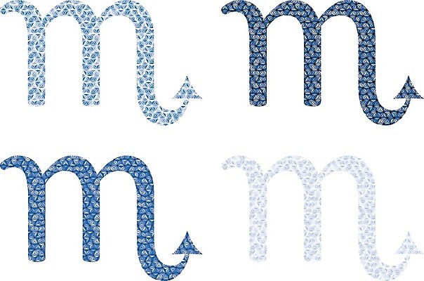 EPS 해외이미지 디자인 일러스트 파란색 세트 4 크리스탈 심볼 사인 점성술 전갈자리 해외202004 해외일러스트 컬러 숫자 별자리 광석 파일형식 벡터 이미지허브