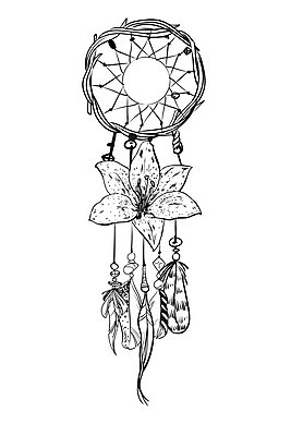 EPS 해외이미지 전통 꽃 일러스트 사람없음 장식 꿈 구슬 깃털 부적 드림캐쳐 해외202004 해외일러스트 식물 파일형식 벡터 이미지허브