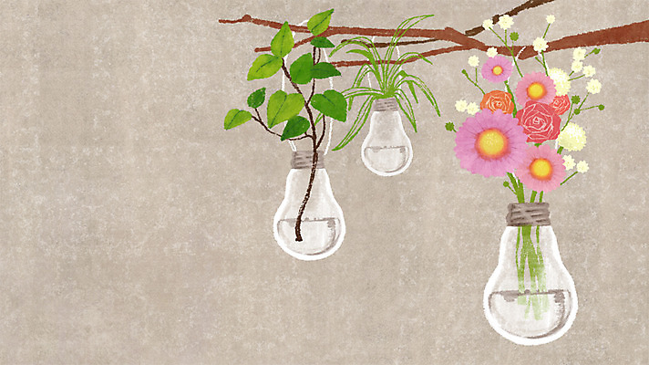 PSD 식물 꽃 화초 꽃다발 백그라운드 일러스트 전구 매달리기 사람없음 물 나뭇가지 국내일러스트 자연요소 나무 모션 파일형식