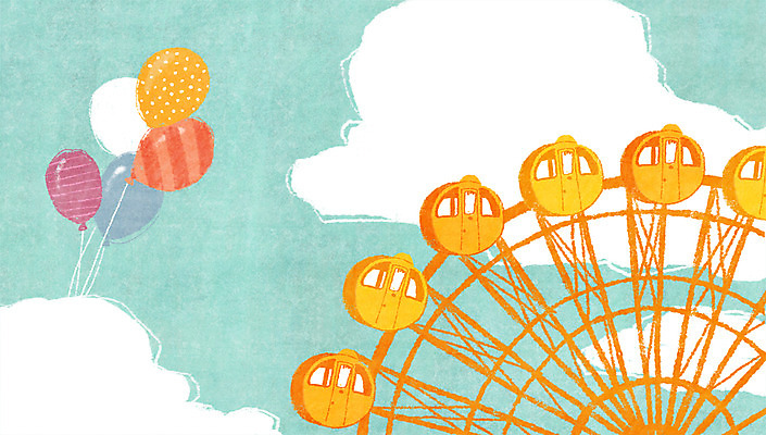 주간 PSD 구름 컬러 백그라운드 일러스트 하늘 사람없음 야외 대관람차 풍선 민트색 국내일러스트 자연요소 놀이기구 파일형식