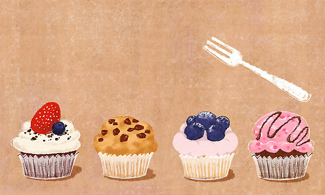 PSD 음식 빵 백그라운드 포크 과일 일러스트 딸기 디저트 사람없음 컵케이크 블루베리 국내일러스트 식기 케이크 파일형식