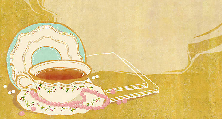 PSD 그릇 접시 음료 백그라운드 일러스트 사람없음 차 찻잔 진주 진주목걸이 홍차 국내일러스트 식기 목걸이 잔 차_음료 보석 진주_보석 파일형식