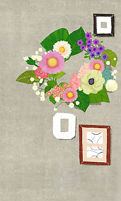 PSD 식물 꽃 벽 액자 백그라운드 일러스트 실내 사람없음 인테리어 화관 국내일러스트 디자인 내부 파일형식