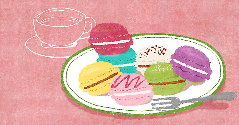 PSD 접시 음식 백그라운드 포크 일러스트 디저트 사람없음 찻잔 마카롱 국내일러스트 식기 잔 파일형식