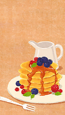 PSD 접시 음식 백그라운드 포크 과일 일러스트 사람없음 블루베리 시럽 팬케이크 국내일러스트 식기 케이크 파일형식