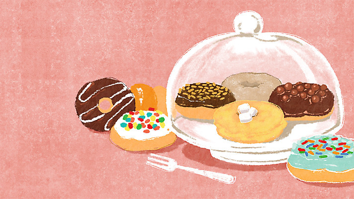 PSD 접시 음식 빵 백그라운드 포크 일러스트 디저트 사람없음 도넛 국내일러스트 식기 파일형식