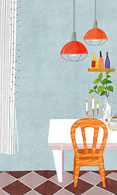 PSD 식물 백그라운드 의자 일러스트 탁자 주전자 집안 유리병 조명 선반 실내 사람없음 인테리어 꽃병 커튼 촛대 나무의자 국내일러스트 디자인 꽃 가구 주방용품 병_용기 내부 목재 파일형식