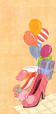 PSD 리본 구두 컬러 백그라운드 신발 일러스트 선물 사람없음 선물상자 상자 노란색 직물 하이힐 천 체크무늬 풍선 국내일러스트 무늬 여성화 파일형식